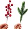 32PCS Artificial Pine Branches Christmas Holly Berries (Red and Green) 0.02"D x 0.02"W x 0.02"H
